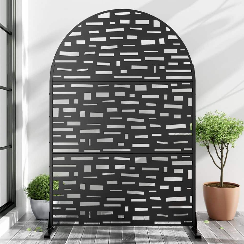 6 ft. x4 ft. Arched-Top Black Outdoor Metal Galvanized Privacy Screen Fence Garden Panels price history on PriceWatchPro