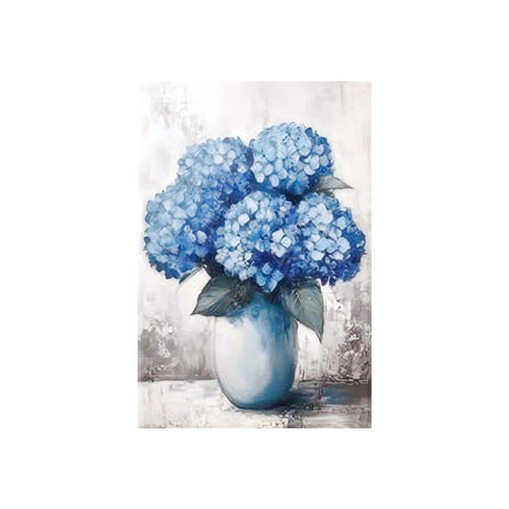 Blue Hydrangea Unframed Canvas Art Print 36 in. x 24 in