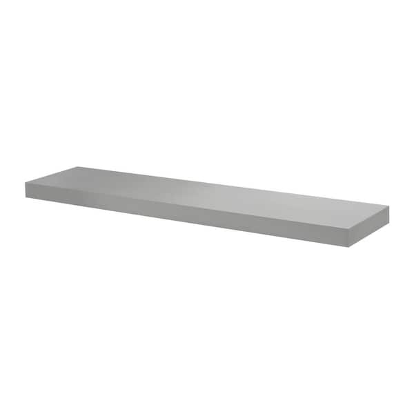 Unbranded BIG BOY 45.3 in. x 9.8 in. x 2 in. Silver MDF Floating Decorative Wall Shelf with Brackets