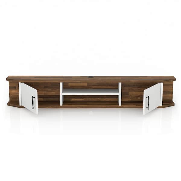 Malinda 71 in. White TV Stand with 2 Cabinets Fits TV's up to 80 in. with Storage