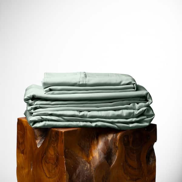 OLIVE + CRATE 4-Piece Spring Sage Cooling Eucalyptus 100% Certified TENCEL Fiber Queen Size Deep Pocket Sheet Set
