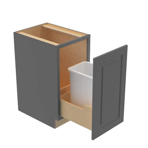 Home Decorators Collection Grayson 18 in. W x 24 in. D x 34.5 in. H Assembled Plywood Trash Can Kitchen Cabinet in Deep Onyx with Soft Close