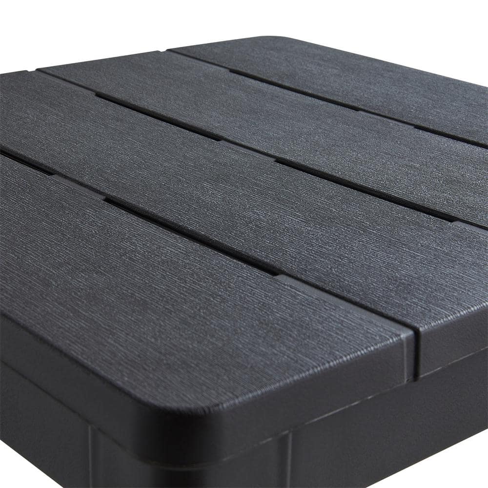 Deluxe Brown Resin Square Patio Side Table with Storage
