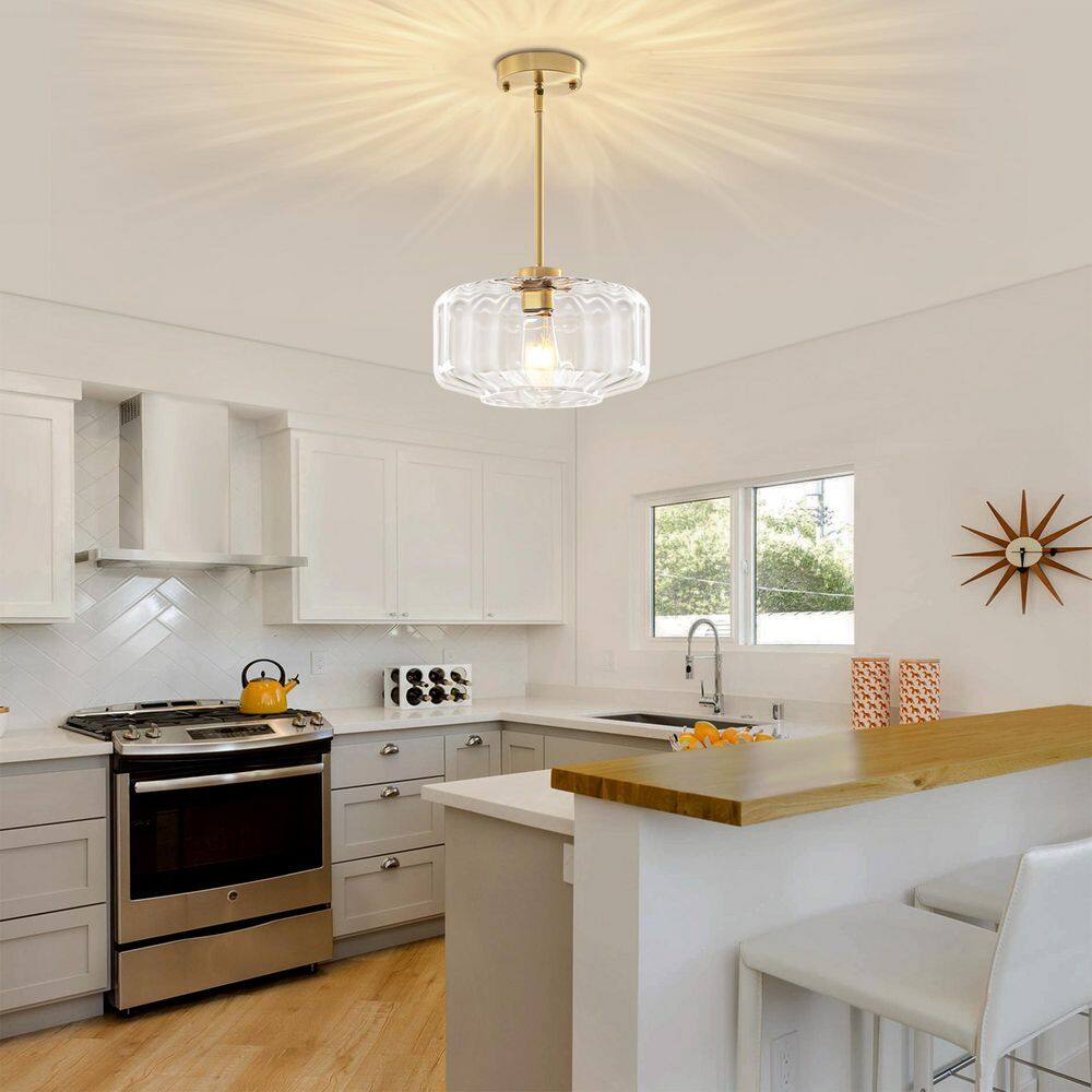 1-Light Gold Farmhouse Globe Pendant Light With Clear Glass Shade For Kitchen Island, Dining Room price history on PriceWatchPro