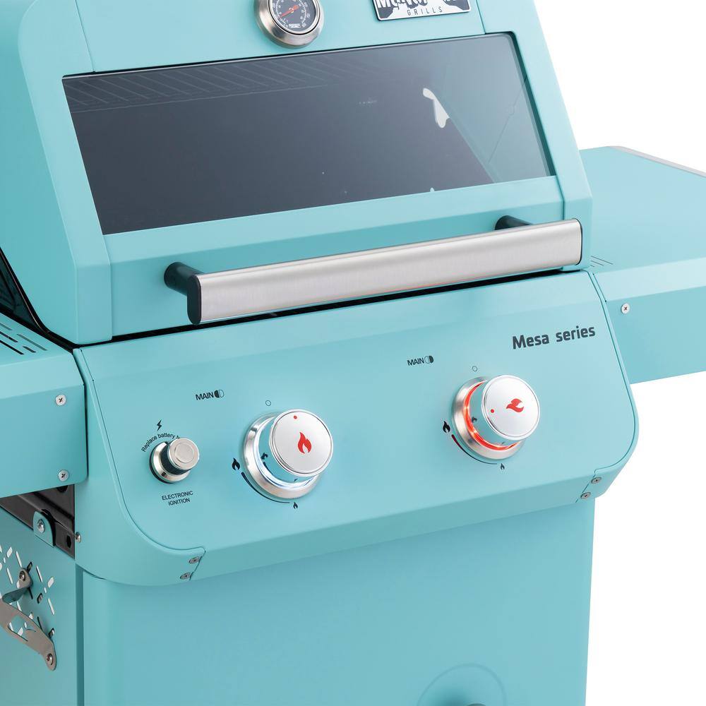Mesa Jade Green 2-Burner Propane Gas Grill with LED Controls