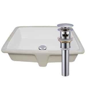 20.5 in. Shallow Rectangular Undermount Porcelain Bathroom Sink in White with Overflow Drain in Chrome