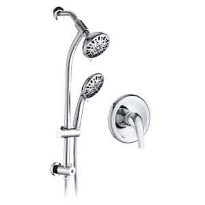 7-Spray Patterns with 1.8 GPM 5 in. Wall Mount Round Rain Dual Shower Heads in Chrome