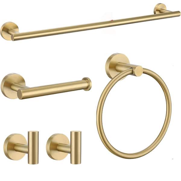 Bathroom Towel Holder, 21.3 in. Wall Mounted Adjustable Towel Bar Set in Brushed Gold