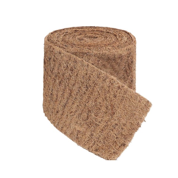 6.3 in. W x 120 in. L Coconut Fiber Liner Mulch Mat with 32 U-Shaped Steel Stakes for Garden Edging Border