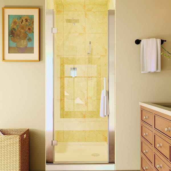 waterpar 30 to 32 in. W x 72 in. H Pivot Swing Frameless Shower Door in Chrome with Clear Glass