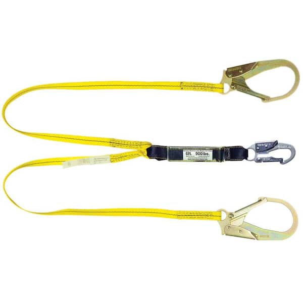 Guardian Fall Protection 4 ft. Double Leg Shock Absorbing Lanyard with Rebar Hook end
