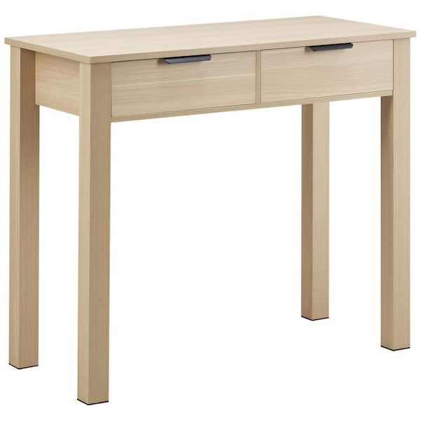 Small Desk with Drawers, MDF Kids Desk for Bedroom, Modern Simple Study Table for Drawing, Reading, Writing, Light Wood
