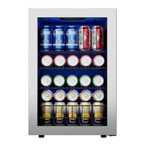 16.9 in. Single Zone 82-Cans Beverage Cooler Freestanding Compressor Frost Free Refrigerator Fridge in Stainless Steel