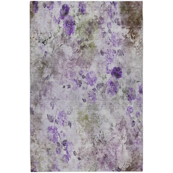 Dream Shag Premium Machine Washable Abstract ADS724 Purple 8 ft. x 10 ft. Area Rug