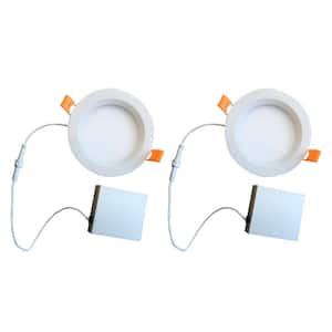 6 in. Canless 4000K, 75-Watt Equivalent, White Round Dimmable Flat LED Recessed Downlight with J-Box Included (2-Pack)
