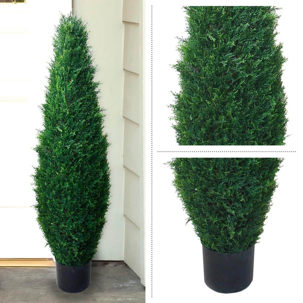41-Inch Faux Potted Cypress Tree with Black Plastic Pot