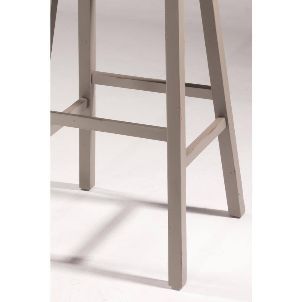 Classic Distressed Gray Wood and Metal Saddle Bar Stool