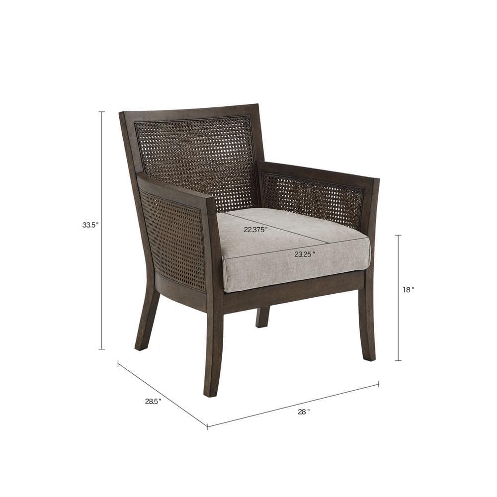 Farmhouse Chic Tan Cane Back Accent Chair with Espresso Wood Finish