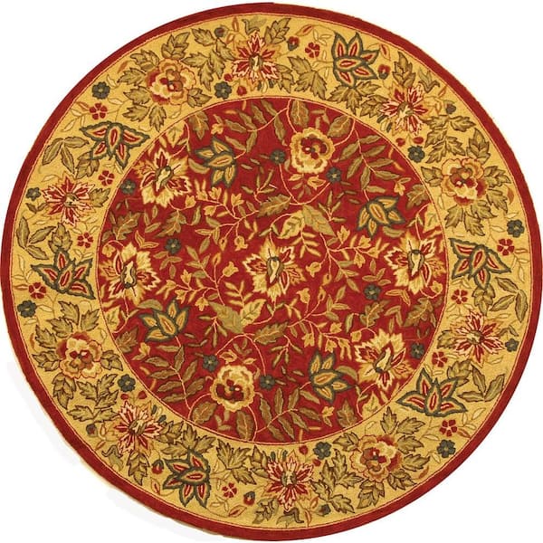 SAFAVIEH Chelsea Red/Ivory 6 ft. x 6 ft. Round Border Area Rug