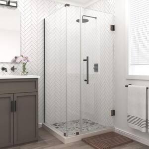 Bromley 30.25 in. to 31.25 in. x 36.375 in. x 72 in. Frameless Corner Hinged Shower Enclosure in Oil Rubbed Bronze