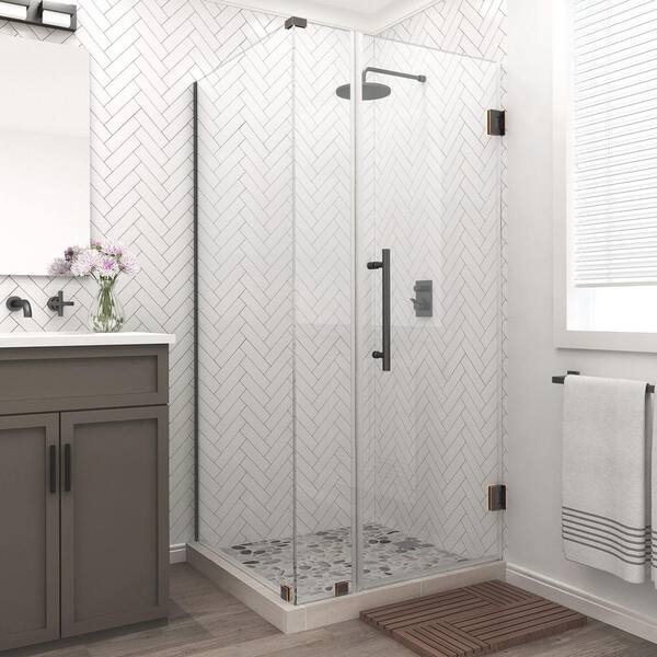 Aston Bromley 42.25 in. to 43.25 in. x 32.375 in. x 72 in. Frameless Corner Hinged Shower Enclosure in Oil Rubbed Bronze