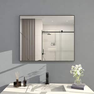 Sight 36 in. W x 30 in. H Rectangular Framed Wall Bathroom Vanity Mirror in Matte Black