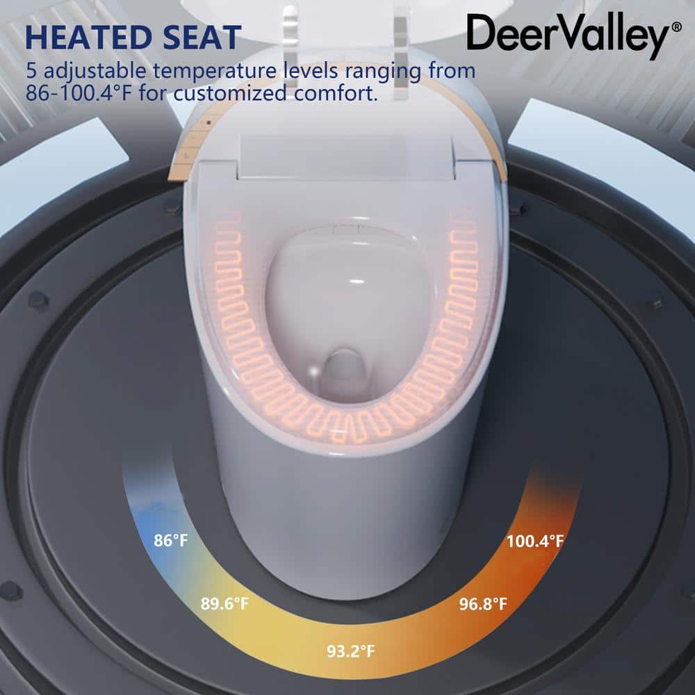 White Elongated Smart Bidet Toilet with Heated Seat and Wireless Remote