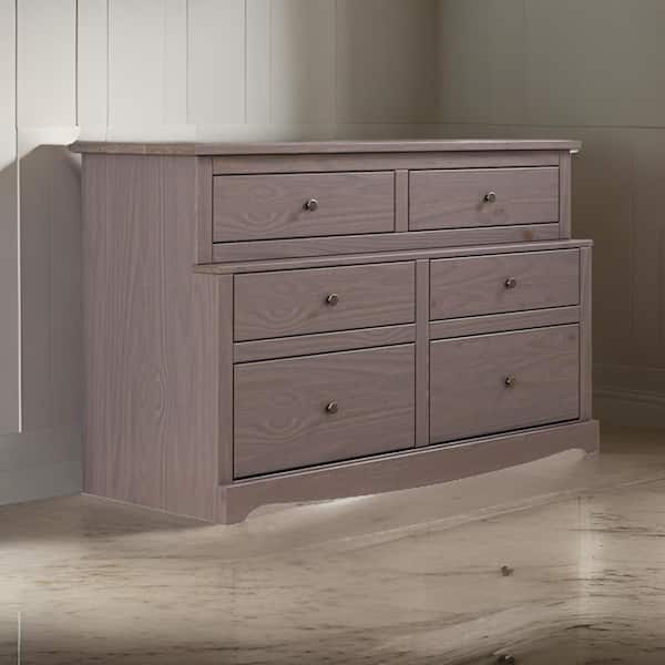 Gray and Bronze 6-Drawers 52 in. Dresser Without Mirror