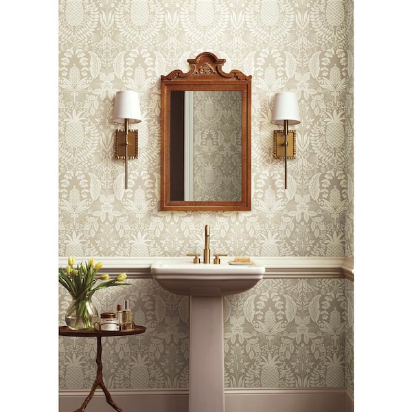 Pineapple Damask Linen Beige Matte Non-Pasted Wallpaper