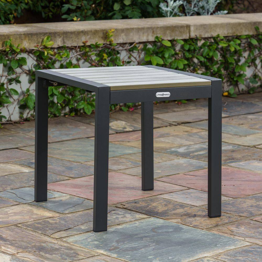 Lakeview Charcoal Aluminum Outdoor Club Chair Set with Navy Cushions