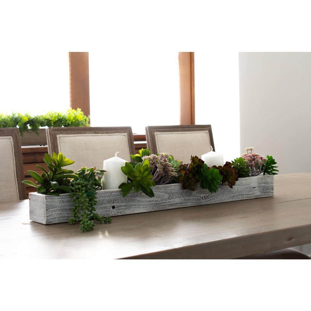 BarnwoodUSA Rustic Farmhouse 35.5 in. x 4.5 in. White Wash Centerpiece ...