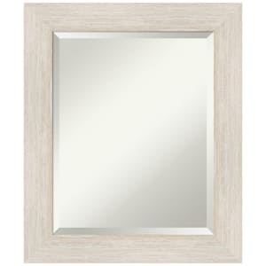 Hardwood 20.75 in. x 24.75 in. Rustic Rectangle Framed Whitewash Bathroom Vanity Wall Mirror