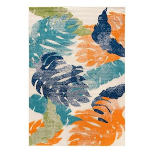 Arles Palm Floral Leaves Multi 5 ft. x 7 ft. Indoor/Outdoor Area Rug
