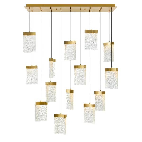 CWI Lighting Lava 14-Light Integrated LED Brass Chandelier 1587P48-14 ...