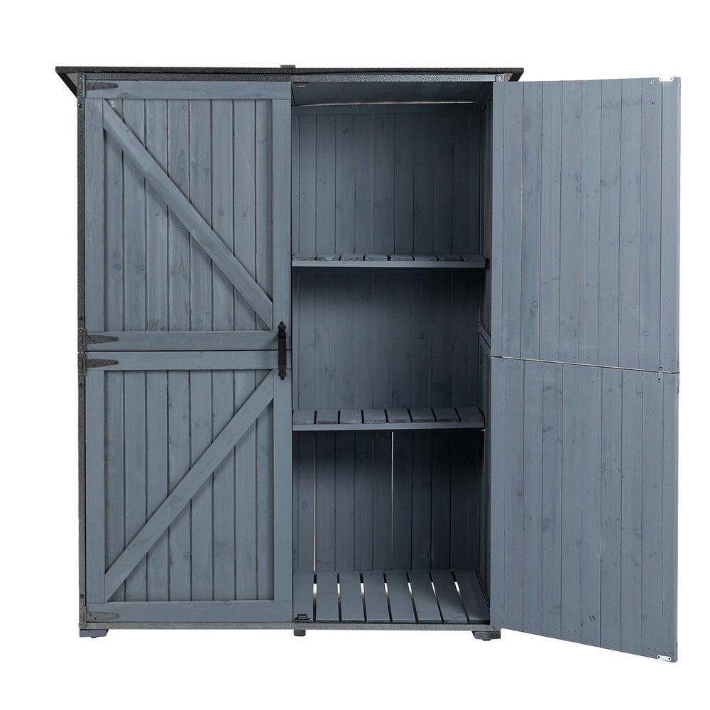 4.59 ft. W x 2.43 ft. D Outdoor Blue Gray Wood Garden Shed