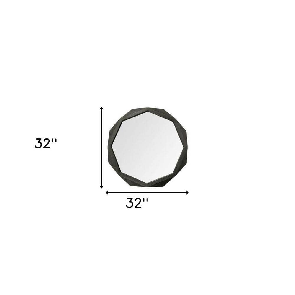 Black Solid Wood Octagonal Wall Mirror, 32" x 32"