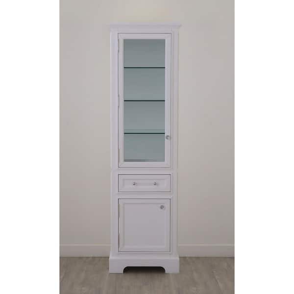 Derby 21 in. W x 17 in. D x 72 in. H Free Standing Linen Cabinet in White