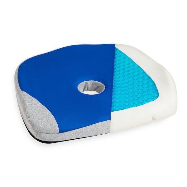 Mind Reader Blue/Gray Memory Foam Office Chair Cushion Ergonomic Orthopedic 17.5 in. L x 14.5 in. W x 3.25 in. H