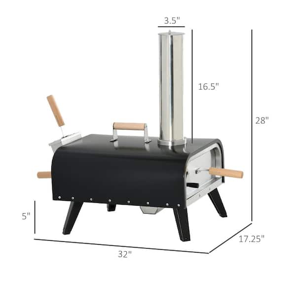 Outsunny 32 in. Metal Burning Wood Fired Fuel Outdoor Pizza Oven