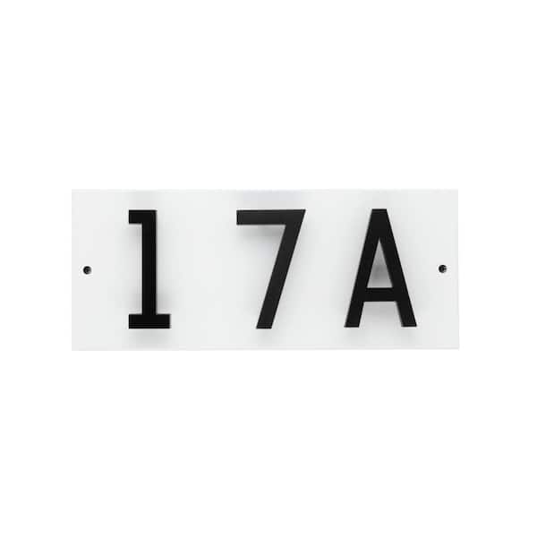 Floating Stand-Off 3-Number Horizontal Sign, White /w/ Black Modern Font Numbers