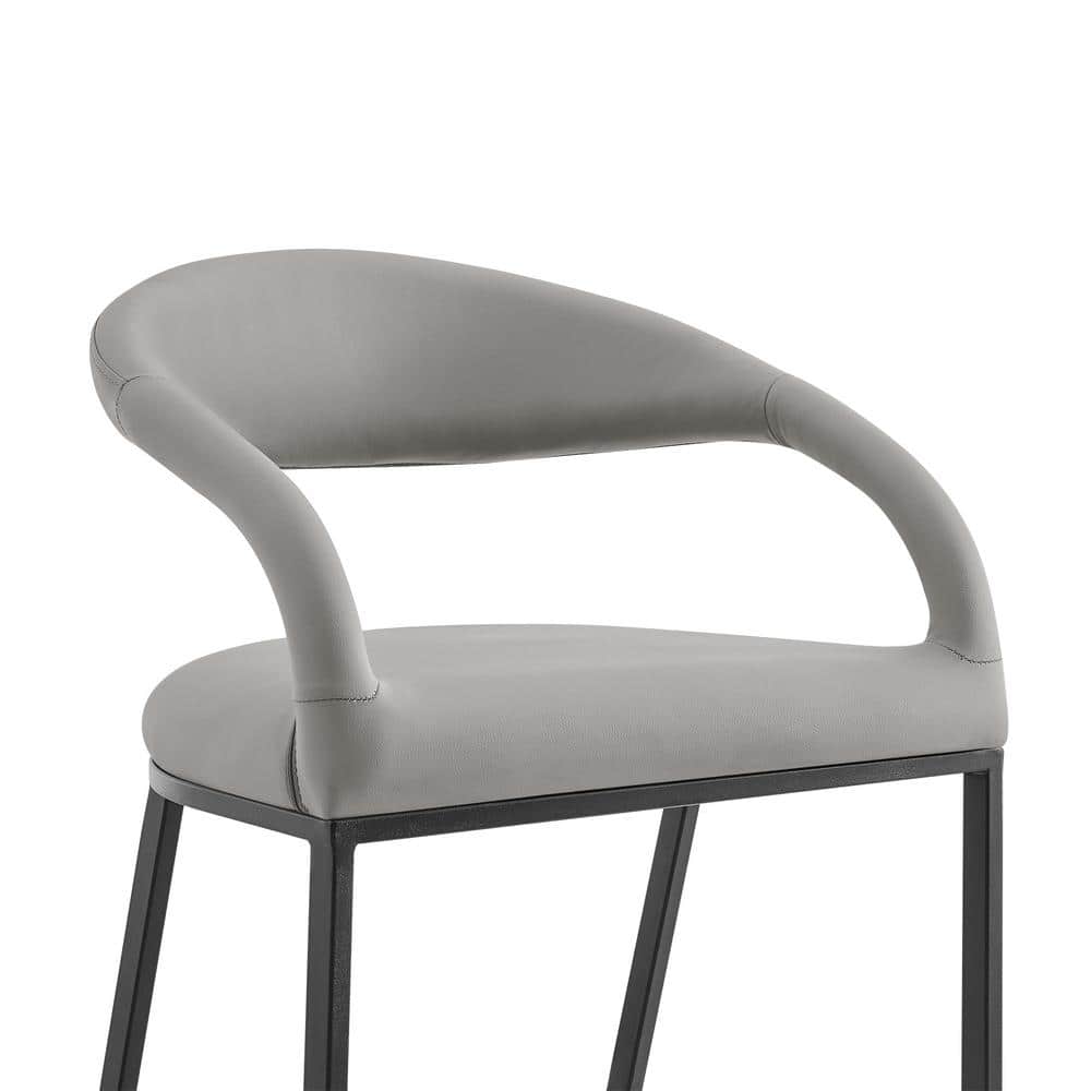 Ramona 26" Light Gray Faux Leather and Iron Counter Stool