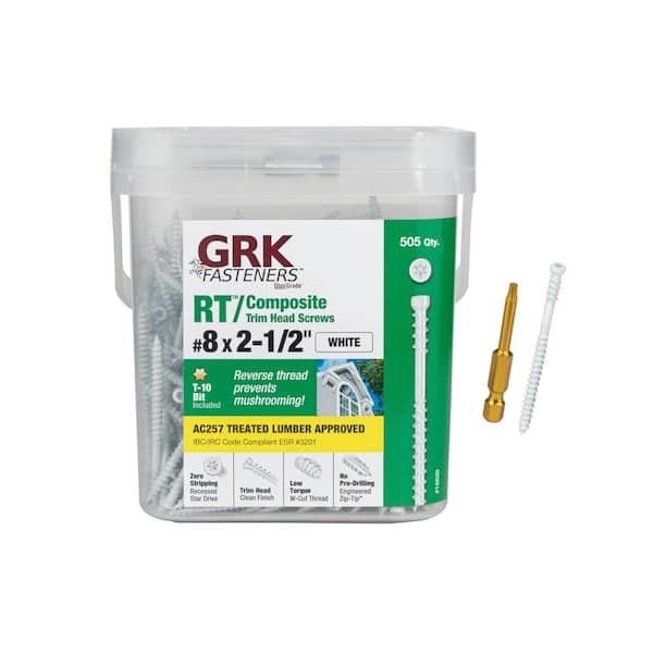 GRK Fasteners #8 x 2-1/2 in. Star Drive Trim-Head White RT Composite Exterior Trim Screw (505-Pack)