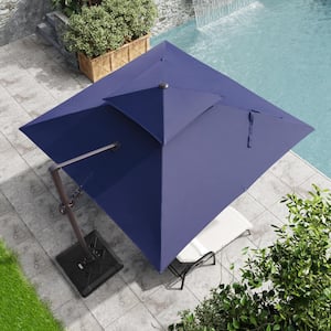 10 ft. x 10 ft. Double Top Cantilever Tilt Patio Umbrella in Navy Blue