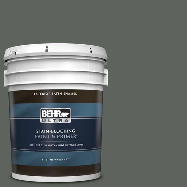 BEHR ULTRA 5 gal. #PPF-45 Woodland Moss Satin Enamel Exterior Paint & Primer