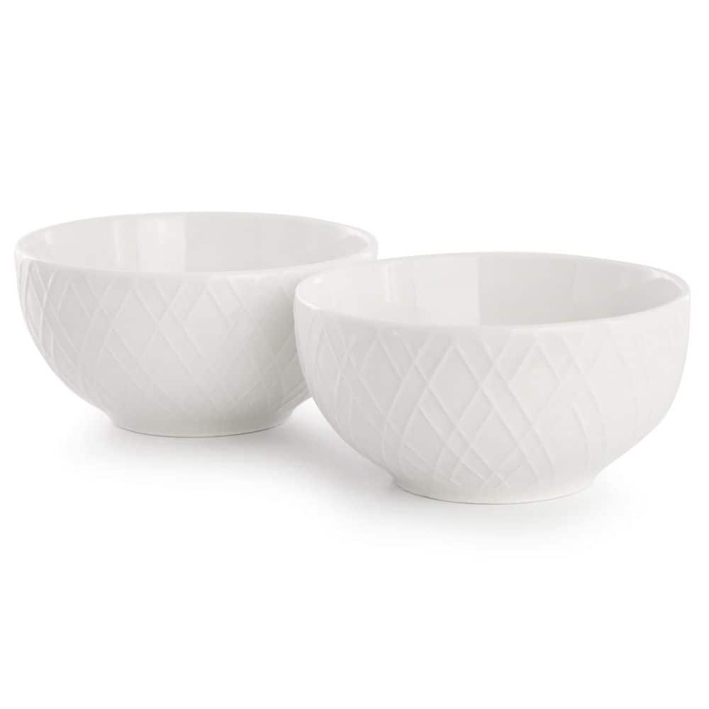 Gibson Home 2-Piece Fine Ceramic 4.5 in. Fruit Bowl Dinnerware Set in White Service for 2