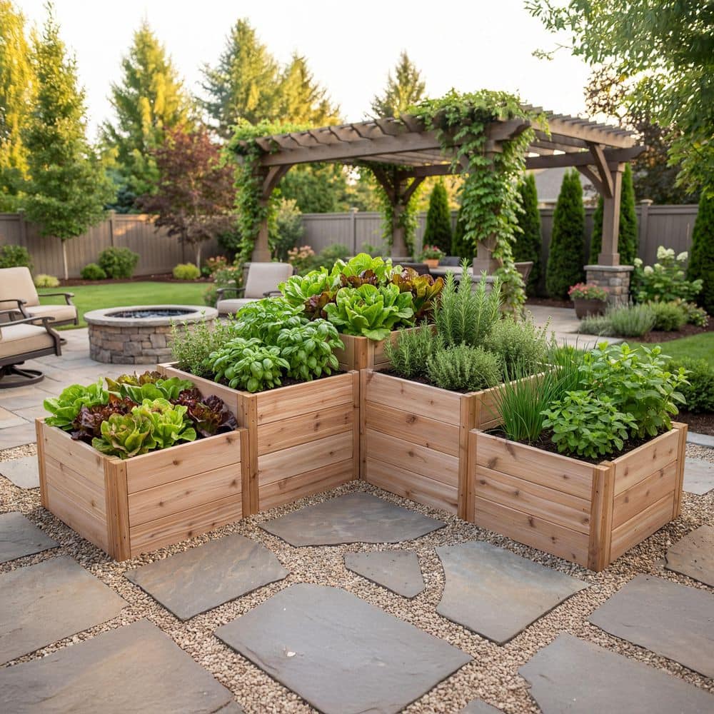 Outdoor Living Today 5. 5ft x2ft L-Shaped Western Red Cedar Raised