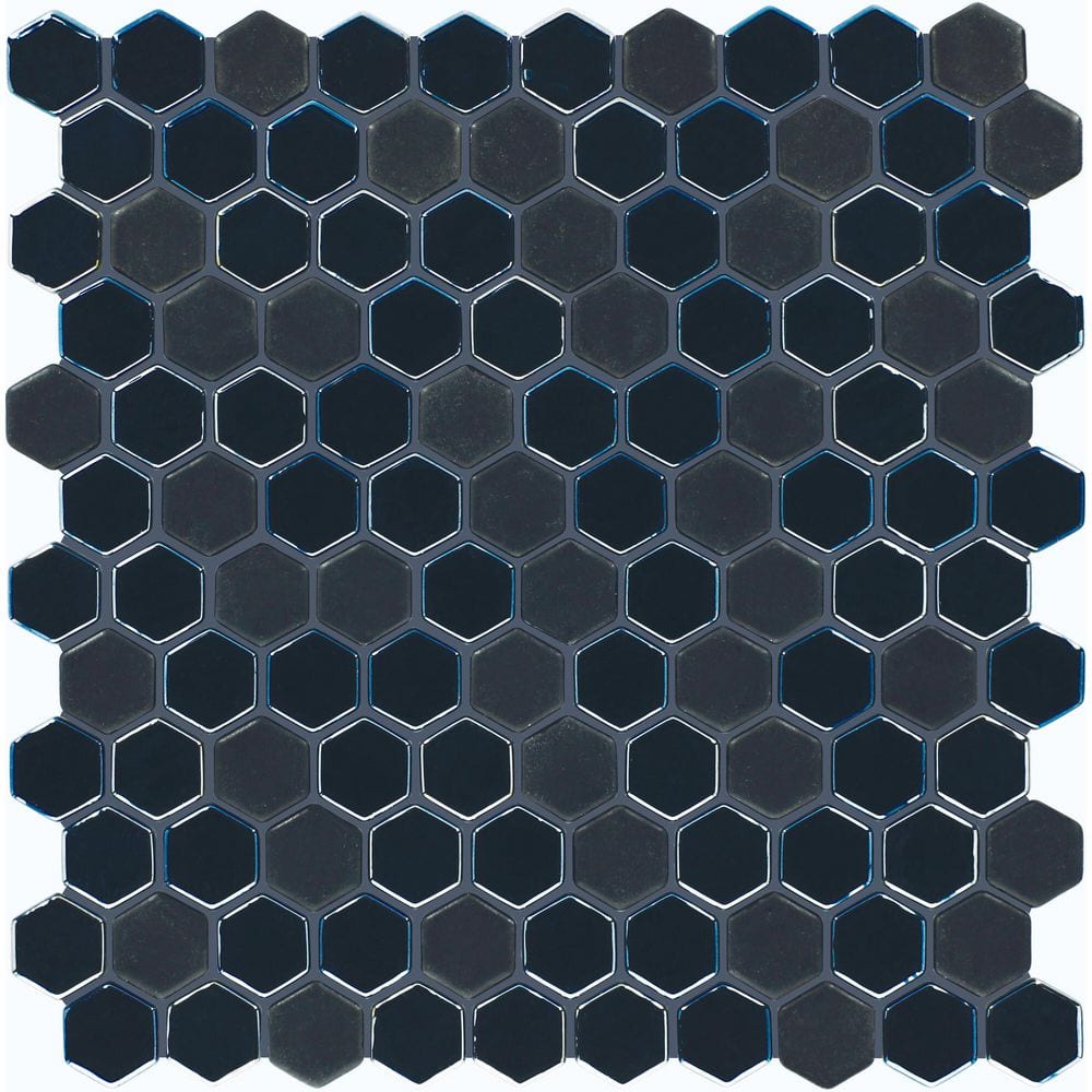 Uptown Glass Ebony 11 in. x 12 in. Mixed Finish Glass Hexagon Mosaic Tile (16.92 sq. ft. /case) price history on PriceWatchPro