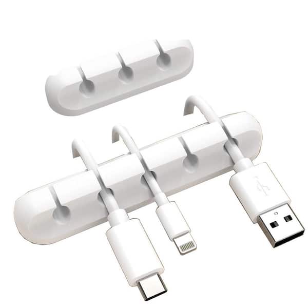 OBJLGEV White Cable Clips Cord Organizer Management USB Cable Holder Wire Organizer Clips 2 Packs for Desk Car Home Office