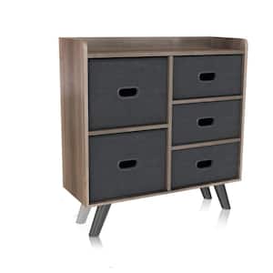 Classic Wood 5-Drawer Storage Cabinet Dresser Closet Storage Cabinet, Storage Shelves with Removable Fabric Storage Box
