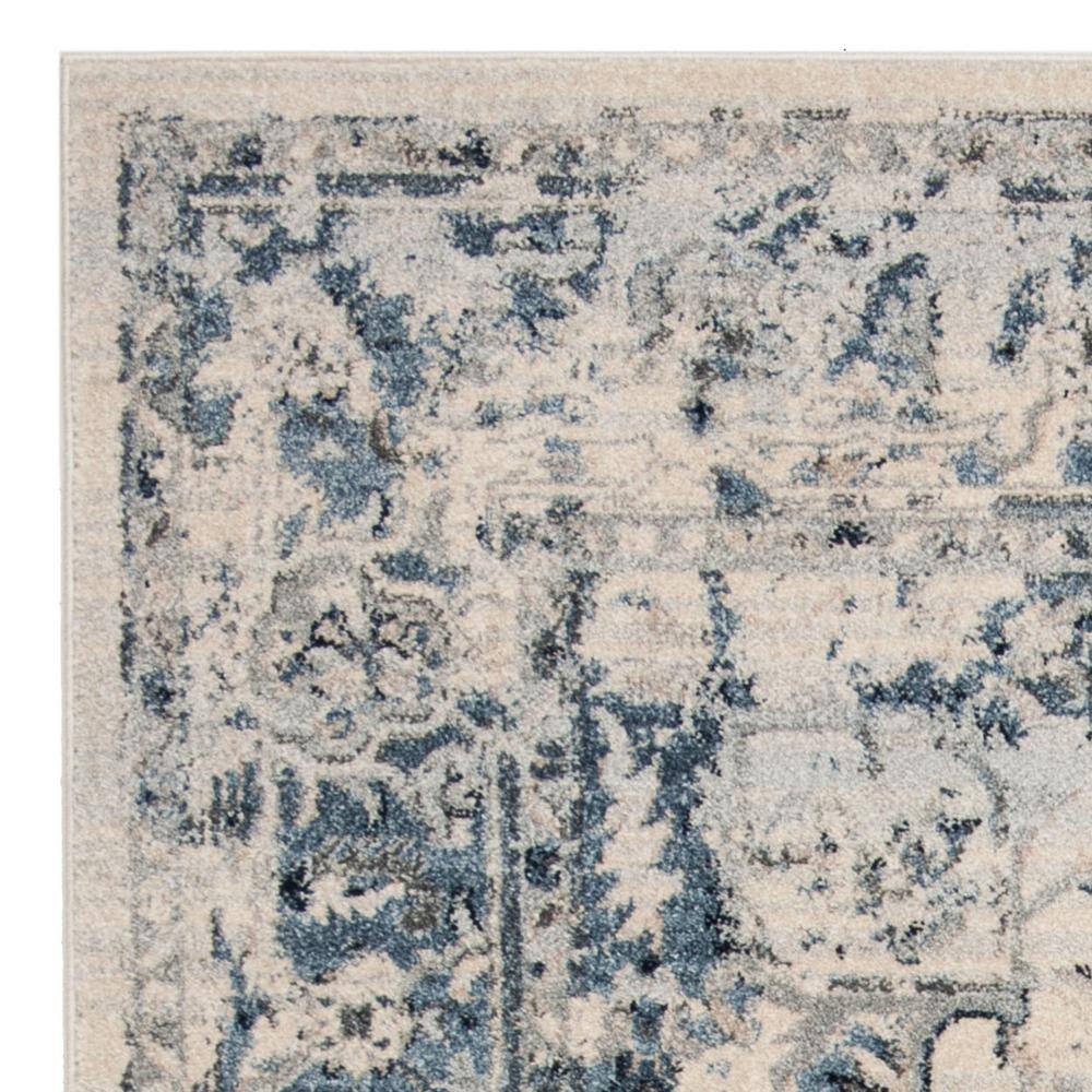 Ivory and Navy 4' x 6' Synthetic Hand-knotted Area Rug